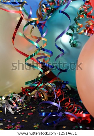 Multi Colored Party balloons with Ribbons