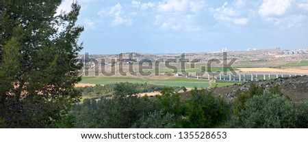 Rural israel landscape at the spring day . Jerusalem hills. Israel.