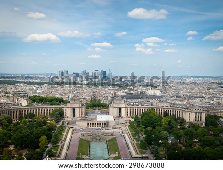 Arial view of the Avenue of the Great Army and the modern district of La Defense.
