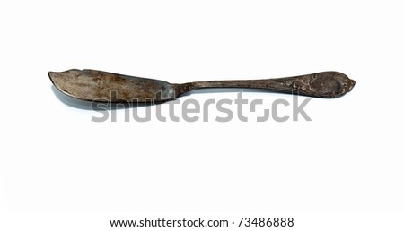 Antique silver knife fish isolated on white background.