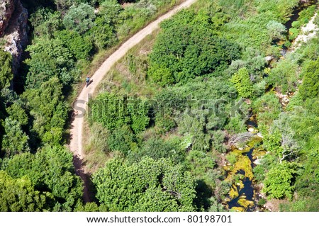 Cycle Route in the Upper Galilee, along the creek Kaziv.  Israel.
