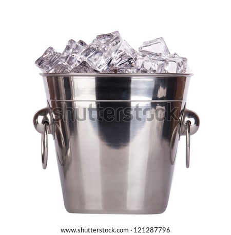 full of ice bucket isolated on a white background