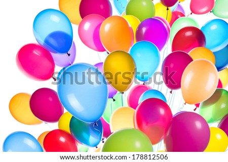 flying balloons isolated on a white background