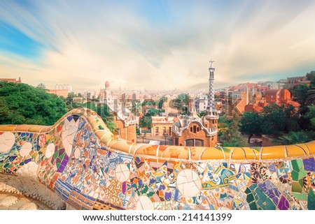 The famous park Guell in Barcelona Spain The famous park Guell in Barcelona Spain