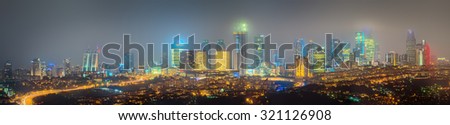 Panorama os Istanbul and Bosporus at night, Turkey