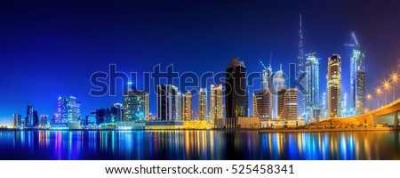 Panoramic view of Business bay of Dubai, UAE