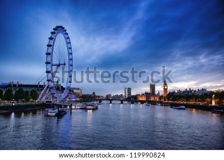 London, United Kingdom - Nov. 11: London Eye On November 11, 2012 In London, United Kingdom Is The Tallest Ferris Wheel In Europe At 135 Meters
