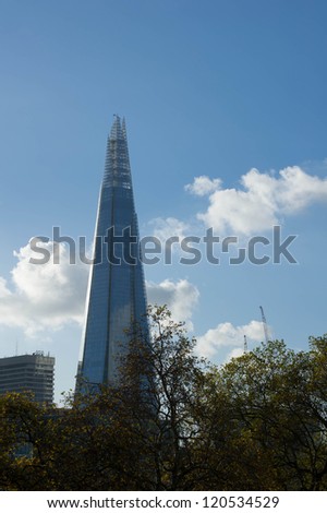 LONDON- NOV. 11: The glass shard building at London bridge, now complete is the tallest building in Europe at over 1,000 feet (310 metres). London, November 11, 2012.