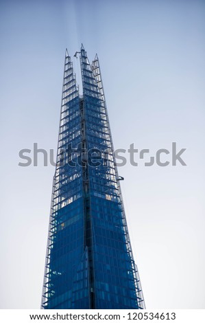 LONDON- NOV. 11: The glass shard building at London bridge, now complete is the tallest building in Europe at over 1,000 feet (310 metres). London, November 11, 2012.