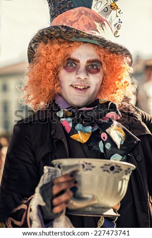 LUCCA, ITALY - OCTOBER 30: beautiful masks at Lucca Comics and Games 2014 fair on October 30, 2014 in Lucca, Italy.