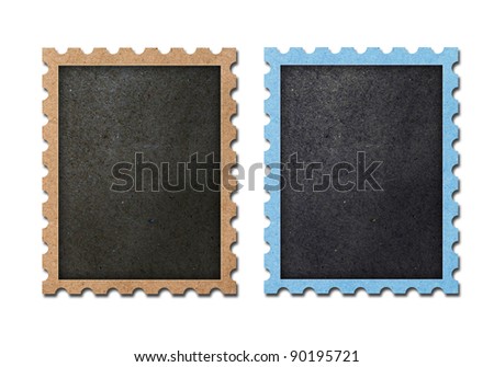 vintage blank postage stamps isolated.