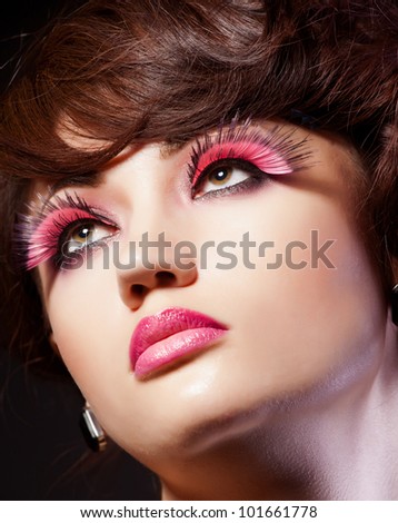 creative makeup, sensual closeup portrait, studio shot