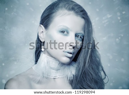 Snow Queen, creative closeup portrait