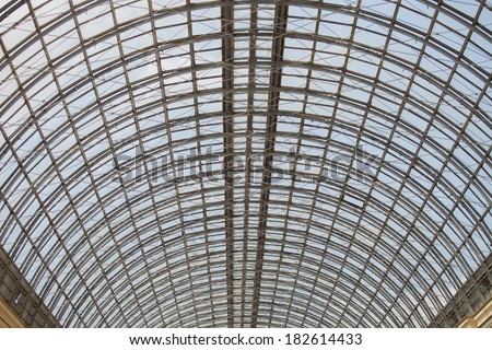 modern glass roof inside shop center