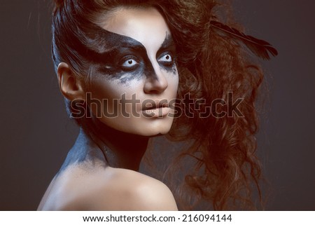 fashion crow girl with white eyes