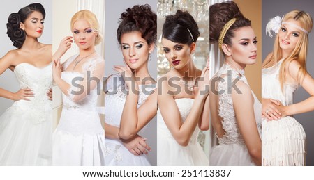Beauty collage. Beautiful and fashion bride