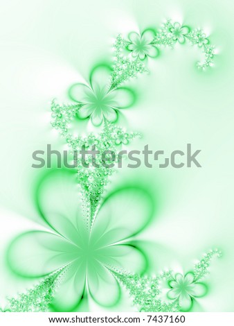 Green flowers on a light green background