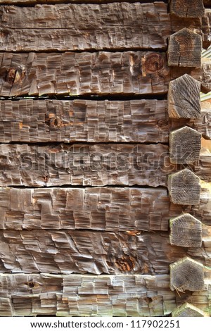 Background of Rough Hewn Wood on an old Cabin