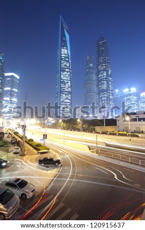 Fast moving cars at night ,shanghai china