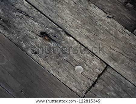 Old Wood Background with nail in black
