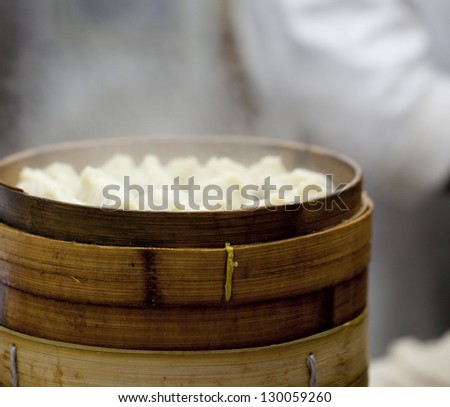 Chinese Steamed Buns in cooking process