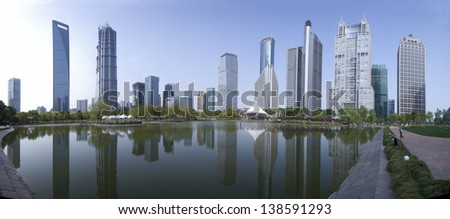 Panorama view of Lujiazui,Shanghai business area