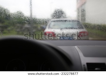 Driving in raining day on road