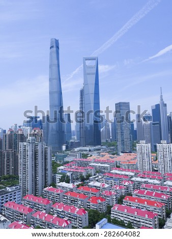 old traditional building and  modern building at Shanghai,
