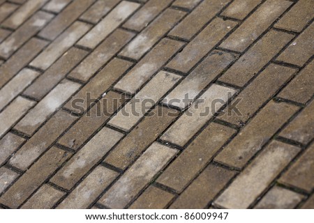 brick road surface after a rain