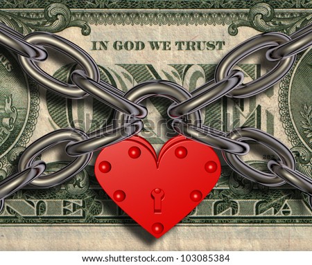 We love money - heart lock and money