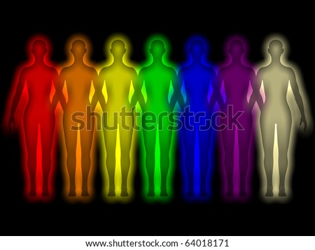 Simple background with colored Human energy body