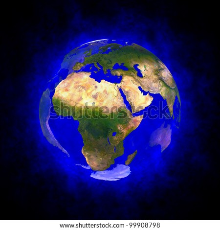 Blue aura of Earth - Europe Africa and Asia Elements of this image furnished by NASA.