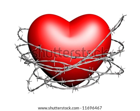 stock photo : heart surrounded by barbed wire. Save to a lightbox ▼