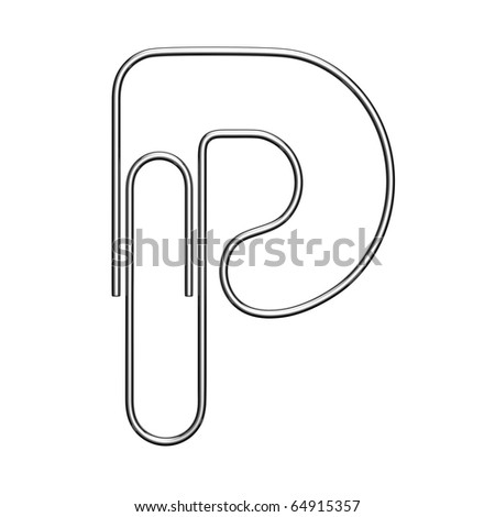 stock photo Letter P from paperclip alphabet There is a clipping path