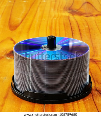 disks on wooden table