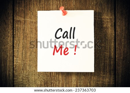 Text call me on the packing paper box texture background