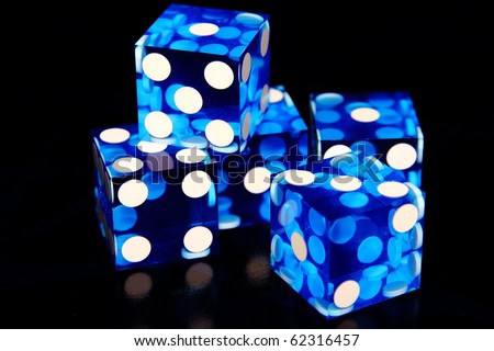 Set of Five Clear Blue Dice