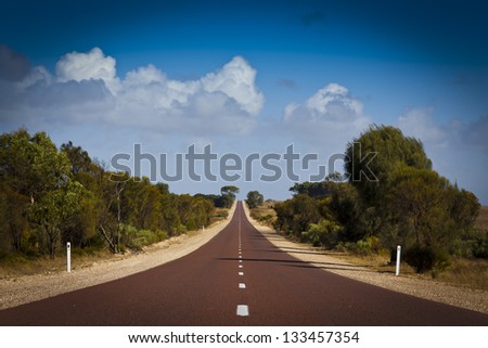 Open road in Australia stretching into distance.