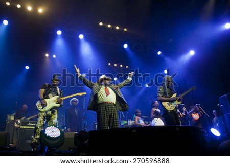 BYRON BAY, AUSTRALIA - APRIL 6 : George Clinton & Parliament Funkadelic play on the Mojo stage at the 2015 Byron Bay Bluesfest. 26th annual Blues and Roots festival.