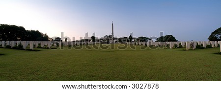 Panoramic view of Kranji Commonwealth War Memorial, Cemetery