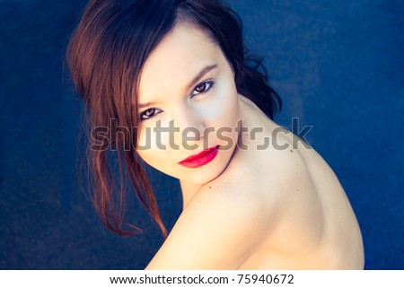 Portrait of a sexy girl with bright make up