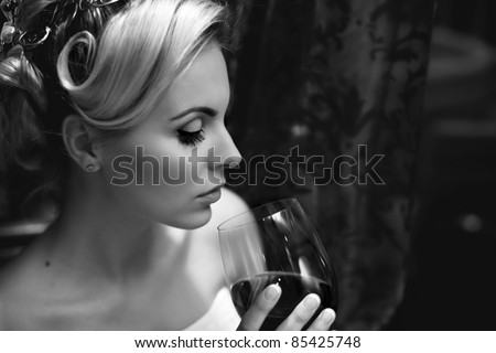 lady drinking  wine