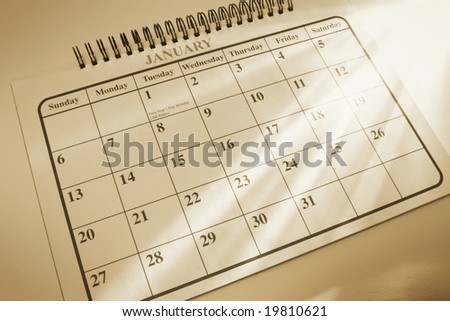Calendar with Light Streaks in Warm Tone