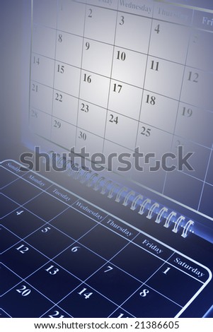 Close Up of Calendar Pages in Blue Tone