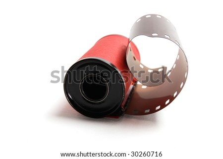 camera film background. stock photo : Camera Film on Isolated White Background