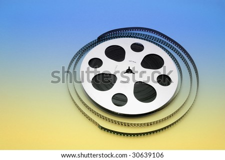 Film Reel on Seamless Blue and Yellow Background
