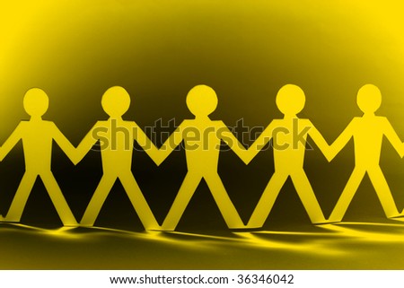 Paper Dolls on Yellow Background