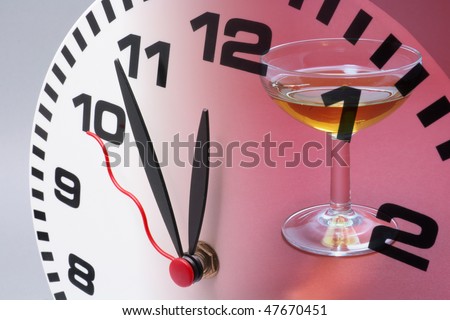 Composite of Clock and Wine Glass