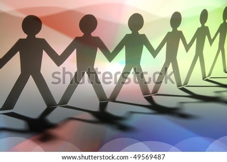 Paper Dolls on Multi-colored Background