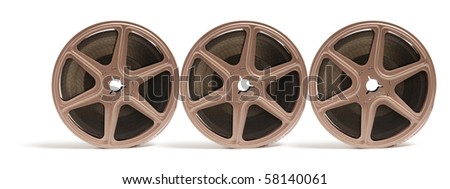 Movie Film Reels on Isolated White Background